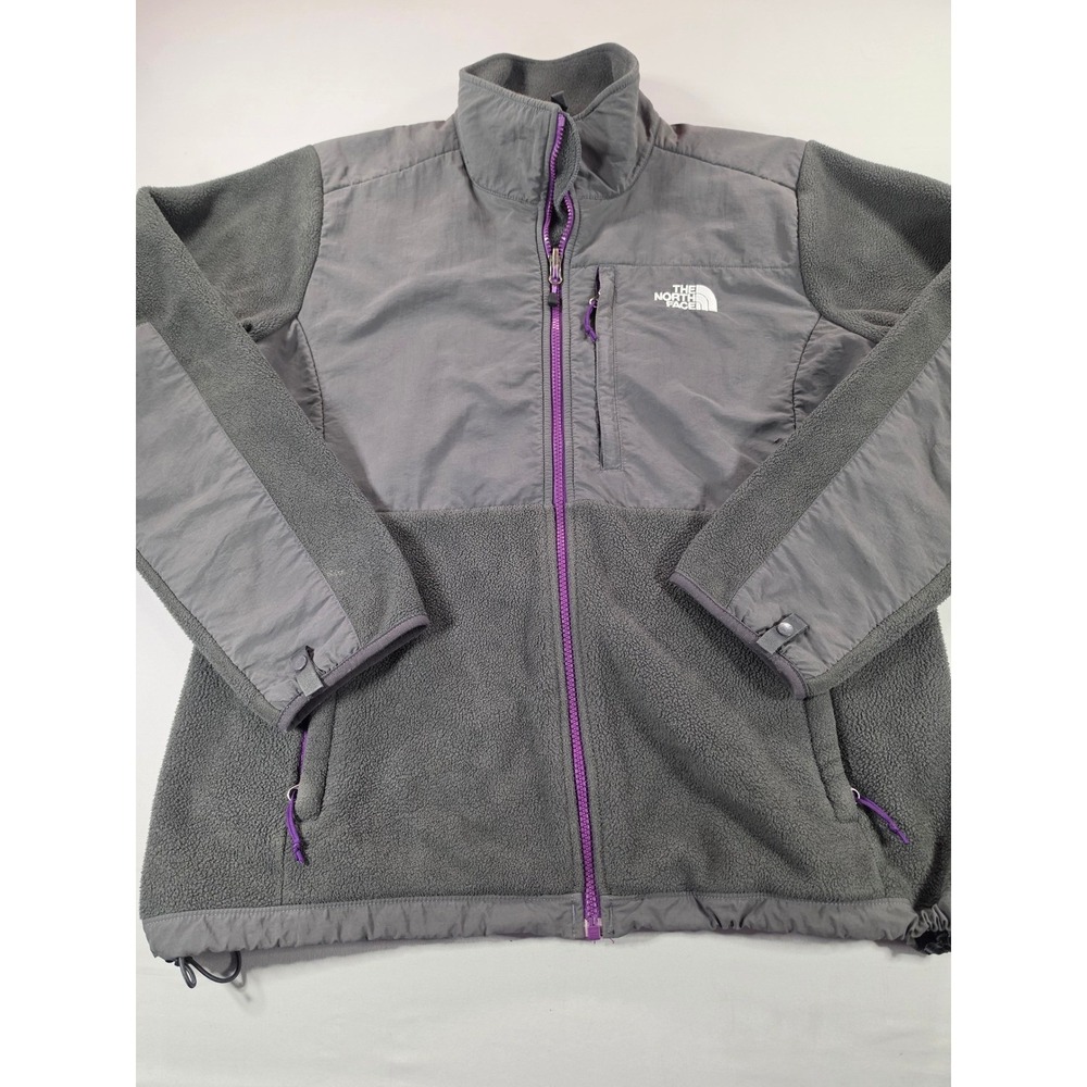 The North Face Denali Fleece Jacket Womens XL Grey Purple Full Zip Outdoor Coat